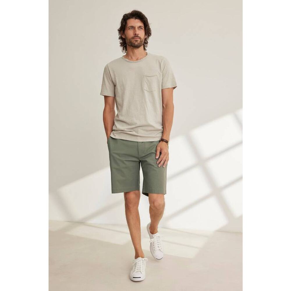Velvet by Graham & Spencer Mens Raf Woven Chino Short Olive 33 Minimalist Preppy